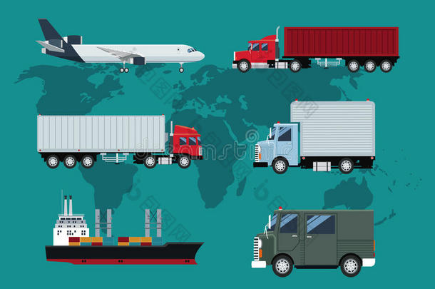 收集卡车飞机船交付航运运输世界