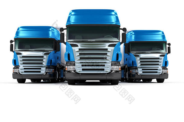 白色背景下隔离的蓝色<strong>重型卡车</strong>