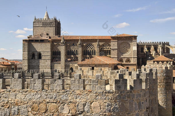 西班牙阿维拉的大教堂和城墙
