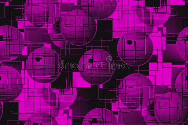 黑色和粉红色<strong>圆圈</strong>球和灰色<strong>圆圈</strong>和球上的抽象无缝图案