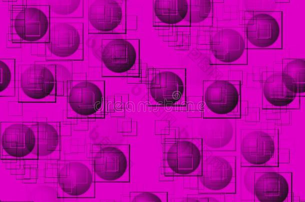抽象无缝背景在粉红色的球和粉红色的圆圈