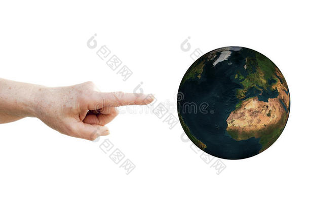 手指指向地球