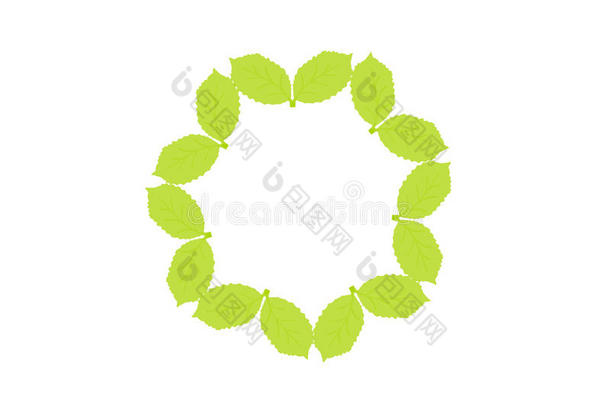 绿叶花环。 圆形叶子花环给你的课文。