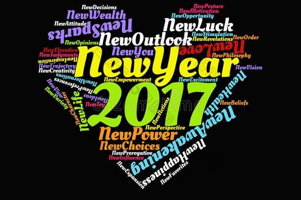 2017年新年快乐，励志名言和励志名言，画海报彩虹色