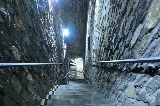 根特著名城堡的古楼梯