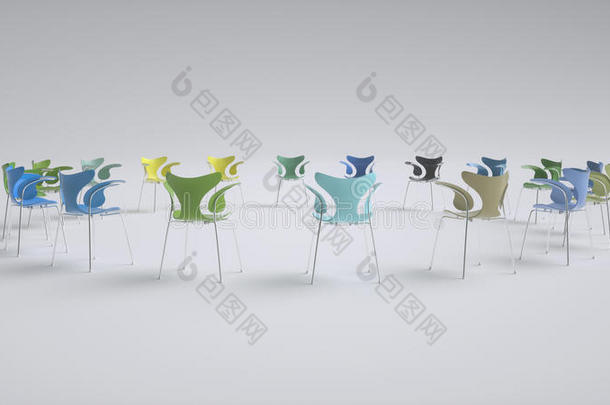 为会议安排的椅子-三维渲染