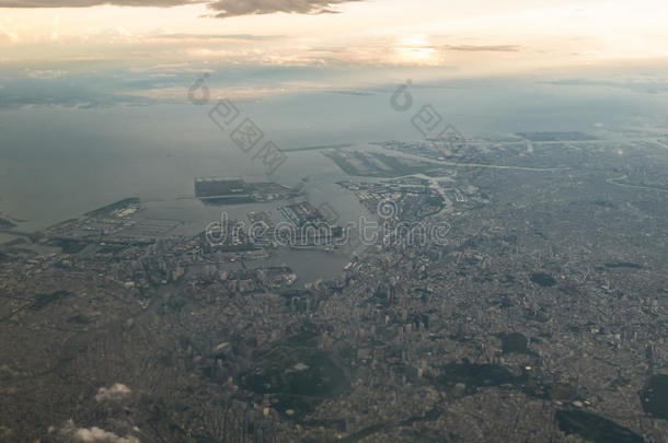 东京湾的鸟瞰图