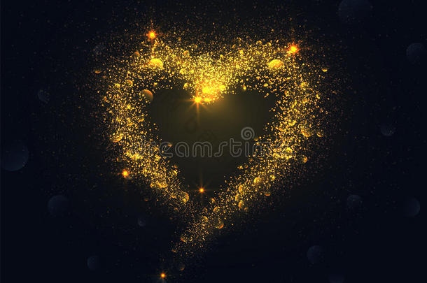 情人节庆祝活动`金色的心。