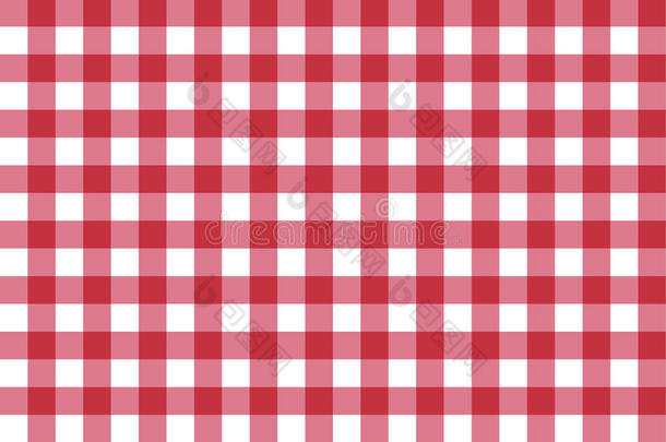 经典的红色棋盘格子无缝图案用于纺织品，纸张打印。 矢量插图。