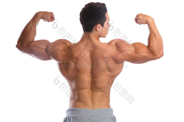 健美运动员健美肌肉背部二头肌强壮肌肉你