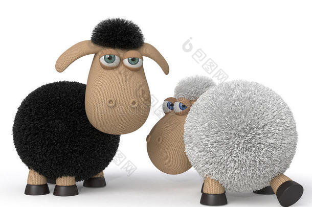 三维插图可笑的羊