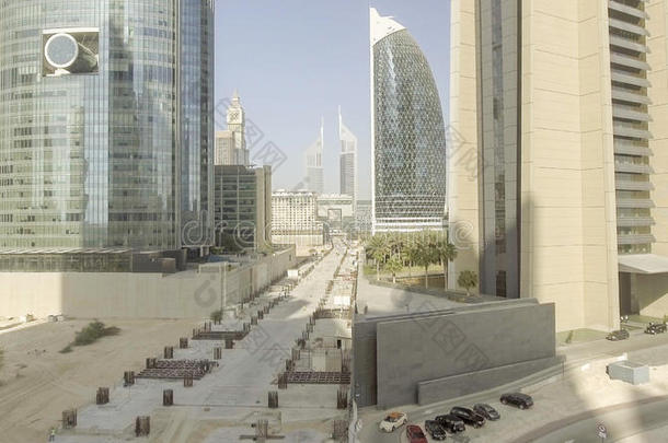 迪拜-2016年12月12日：迪拜市中心的鸟瞰图。 迪拜