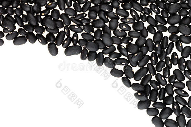 黑色芸豆的<strong>边框</strong>与<strong>白色</strong>背景上的背景。