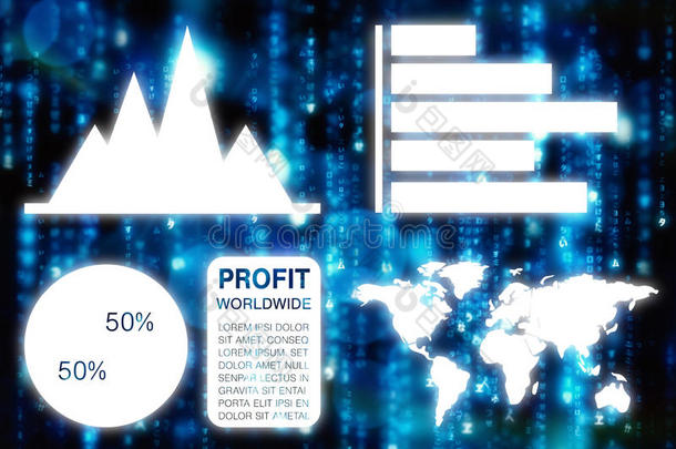 商业演示图形图像与图表和地图的复合图像