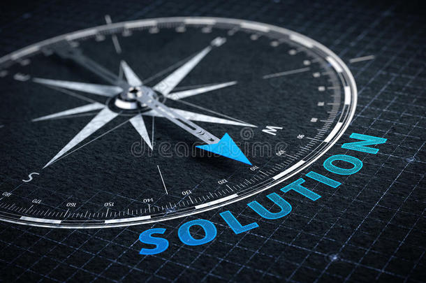 业务解决方案概念-指南针指向解决方案字