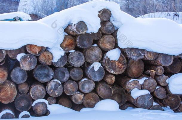木柴的背景堆放在木材、木材、木柴中