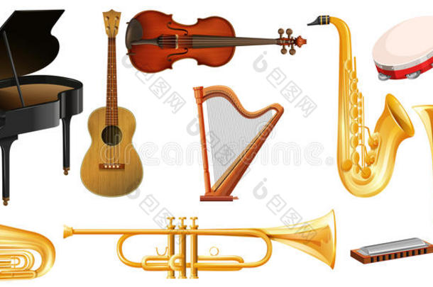 不同类型的古典乐器