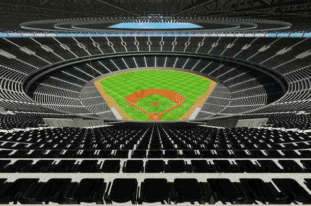带有<strong>黑色</strong>座椅和<strong>VIP</strong>盒的棒球体育场的三维渲染