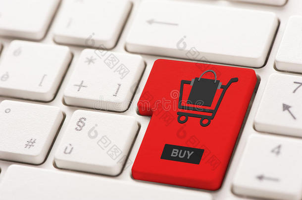 购买显示互联网商业或网上商店概念的钥匙