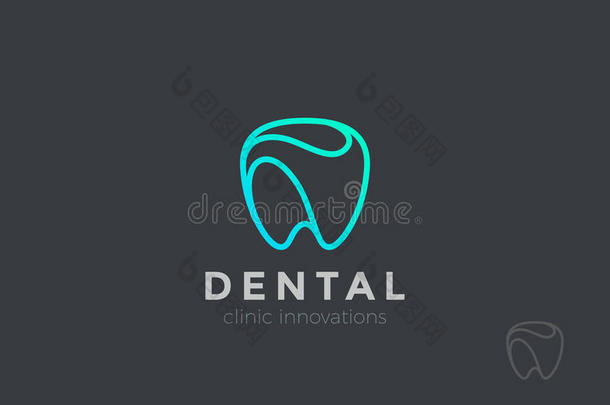 牙科诊所标志牙齿抽象直线牙医