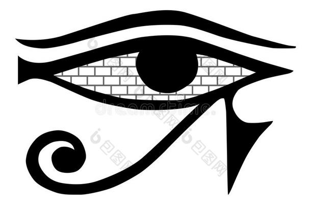 全视眼。 梅森在白色背景上<strong>签名</strong>。 超声符号隔离。 古埃及的眼睛。 眼睛里的砖石<strong>墙</strong>。
