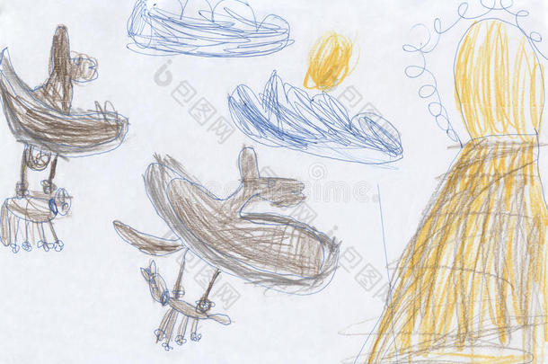 孩子们`画龙是悬崖上巢穴的猎物