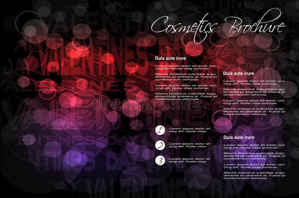 黑色红色紫色背景与情人节设计化妆品小册子