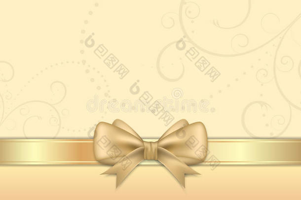 带有金色丝带和蝴蝶结的礼品卡。