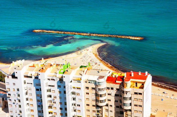 哥斯达黎加布兰卡，西班牙。 著名的科斯塔布兰卡旅游胜地的海滩