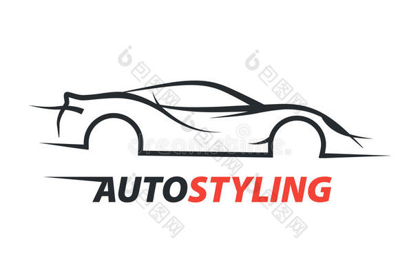 概念汽车造型汽车标志与超级跑车跑车轮廓