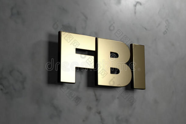 安装在光滑大理石墙壁上的FBI-黄金标志-3D渲染版税免费股票插图