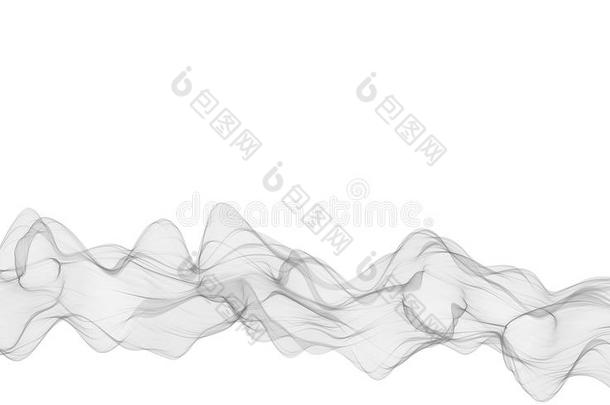 抽象光滑的灰色波。 曲线流动灰色运动图示。 灰色的烟。 商业浪潮背景。 技术浪潮