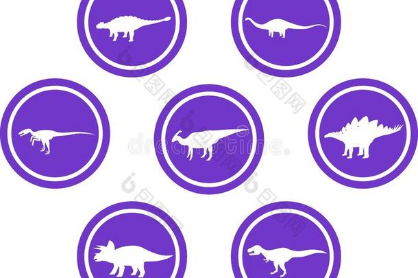 恐龙圆形徽章呈紫色