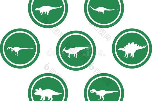 恐龙圆形标志设置深绿色