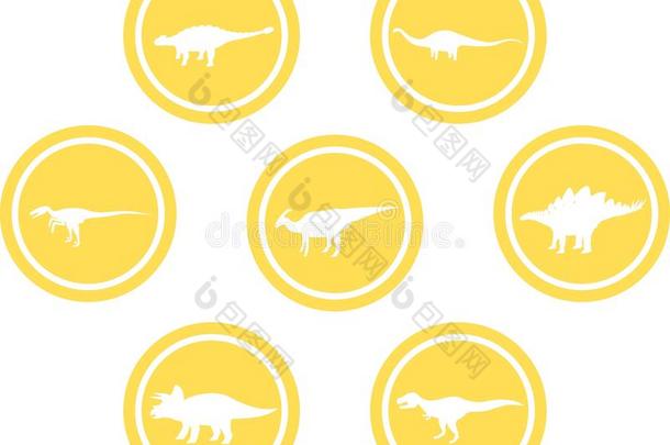 恐龙圆形标志设置黄色