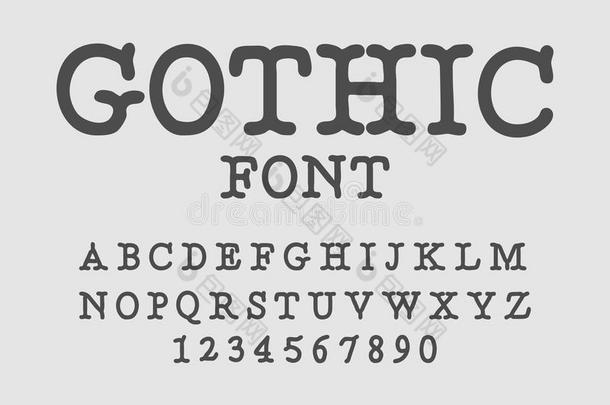 哥特式字体。 衬线古董。 传统的古代手稿字母表