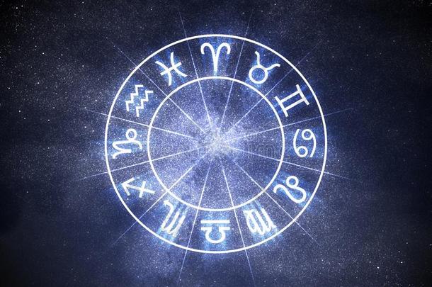 占星术和占星术的概念。 星座星座在圆圈里。