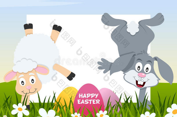 复活节水平鸡蛋-羊肉和兔子
