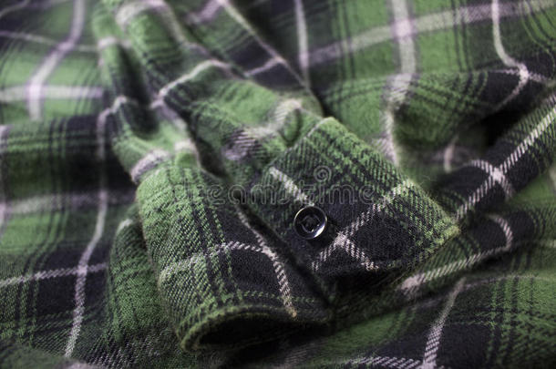 绿色格子法兰绒织物布