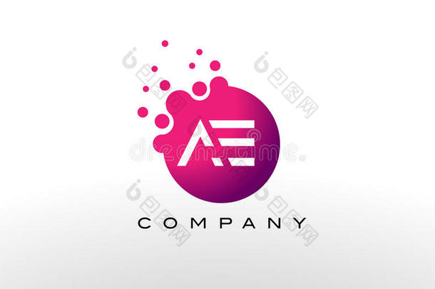 ae字母点标志设计与创意时尚泡泡。