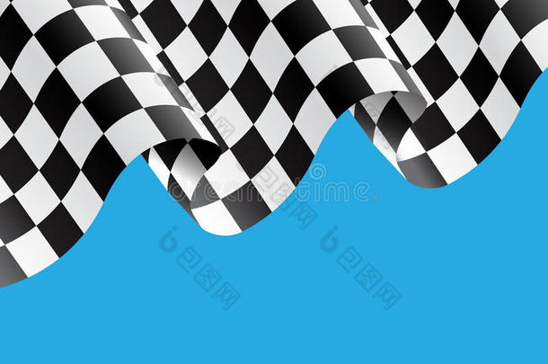 格子旗飞蓝色设计比赛背景矢量。