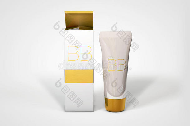 基础管广告模板，BB霜瓶模型。 皮肤爽肤水三维插图