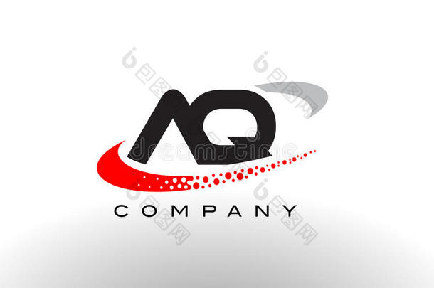 AQ现代字母标志设计与红色虚线swoosh