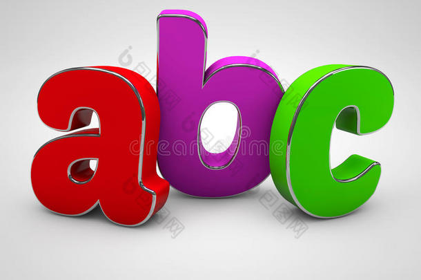 ABC彩色字母3D渲染