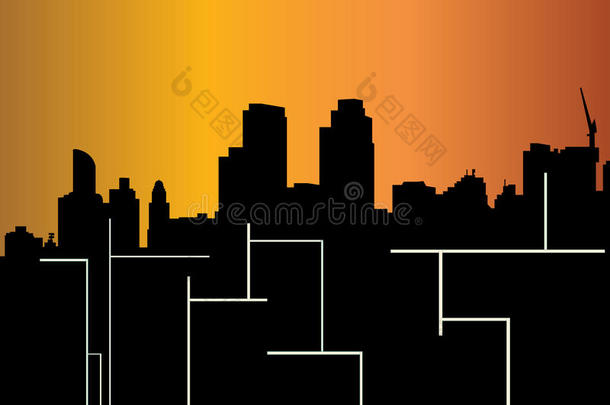纽约城剪影-矢量-可伸缩-生动的彩色建筑-海报