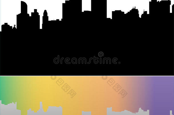 纽约城剪影-矢量-可伸缩-生动的色彩-建筑-海报平面设计