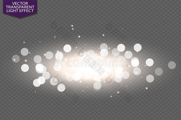 抽象的白色波克光效果火花现代设计。 辉光星爆裂模糊散焦。 仅以附加格式透明