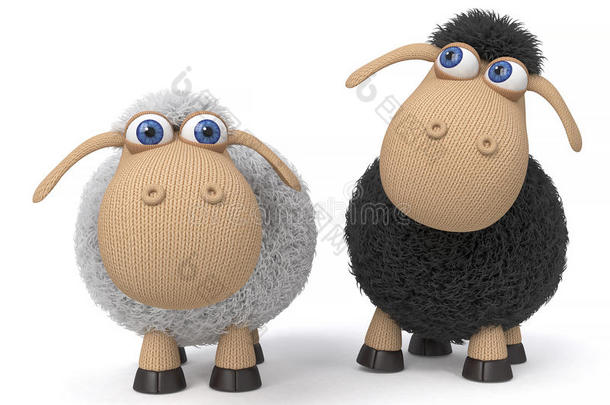 三维插图可笑的羊
