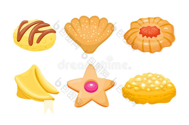 不同的饼干自制早餐，烘焙蛋糕，分离和美味的小吃，饼干，糕点，美味的甜点面包店