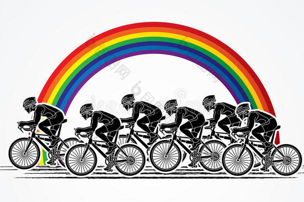一组自行车赛车图形矢量